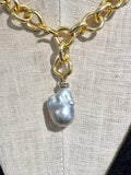 Chunky wonky chain baroque pearl necklace