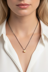 18k diamond cube pendant with sterling chain