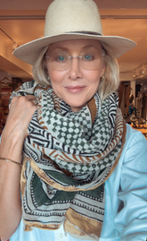 New GOLD Silk edge shawl multi colored with green highlights