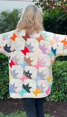 Quilt coat jacket "bella flower baskets" ooak-fits up to XL - tall