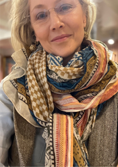 Silk edge Shawl scarf multi colored