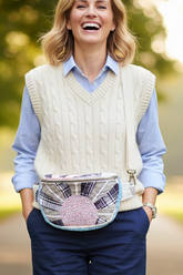 Vintage quilt Crossbody bag-fanny pack “sand and sun”