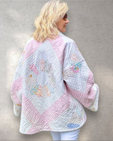 Quilt jacket “petal pink party plates”