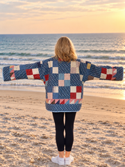 Quilt Jacket- 3X-tall “indigo days grande” OSFA to 3X- tall