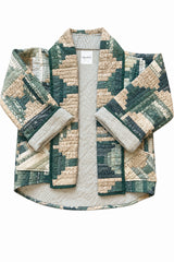 Quilt Jacket- 3X-tall “Evergreen Log Cabin Grande” OSFA to 3X- tall