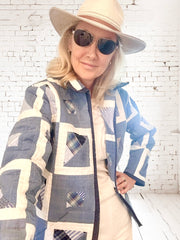 Custom order. Any size up to XL. Quilted Market Jacket "bubble blues"