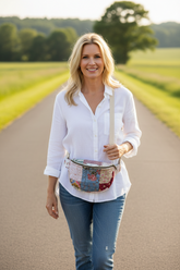 Vintage quilt Crossbody bag- fanny pack - prairie patch