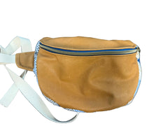 Vintage quilt Crossbody bag- fanny pack -leather candy stripe (Copy)