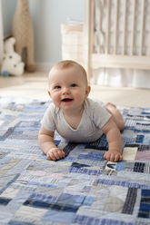 Quilt - textile art- blue confetti- baby boy