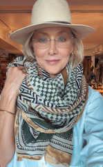 New GOLD Silk edge shawl multi colored with green highlights