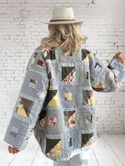 Quilt coat jacket "yellow bird " reversible