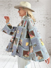 Quilt coat jacket "yellow bird " reversible