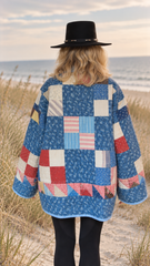 Quilt Jacket- 3X-tall “indigo days grande” OSFA to 3X- tall