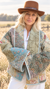 Quilt Jacket “Sage cottage ” OSFM -up to 2X