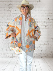 Quilt coat jacket vintage " orange crush"