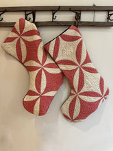 Vintage red / off white Christmas stocking