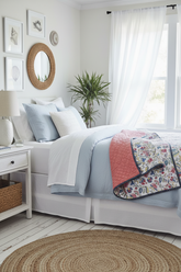 Floral and linen quilt