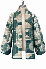 Quilt Jacket- 3X-tall “Evergreen Log Cabin Grande” OSFA to 3X- tall