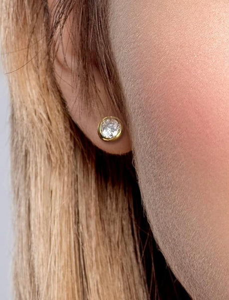 18k finish lab grown diamond earrings round