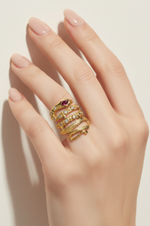 Snake ring pink sapphire, diamonds