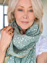 Silk edge Shawl scarf soft green