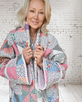 Quilt jacket “pink pinwheels “