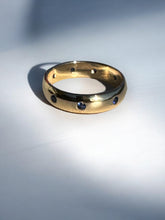 Blue sapphire wide band eternity 14k ring