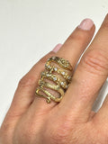 Snake ring inlaid with diamonds (Cz)