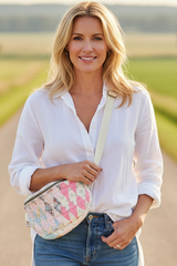 Vintage quilt Crossbody bag- fanny pack -diamond daze