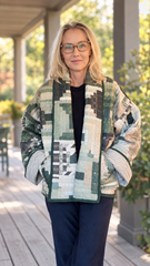 Quilt Jacket “Evergreen Log Cabin ” OSFM -up to XL