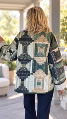 Quilt Jacket “Evergreen Log Cabin ” OSFM -up to XL