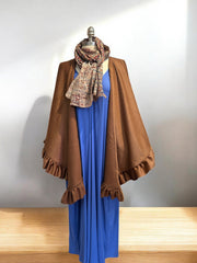 Cashmere Caramel color Shawl ruffle wrap