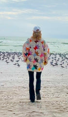 Quilt coat jacket "bella flower baskets" ooak-fits up to XL - tall