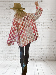 Quilt coat jacket "ties and bows" ooak-up fits up to XL