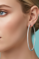 3.25 ctw- XL “skinny" diamond, 18k, hoop earrings 3.25 CTW