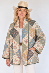 Custom! Quilt Jacket “Sage cottage ” OSFA up to 3X