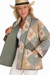 Custom! Quilt Jacket “Sage cottage ” OSFA up to 3X