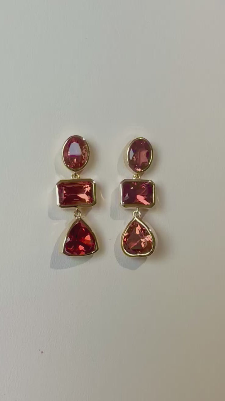 Sunstone triple crown earrings