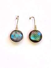 Labradorite coin earrings