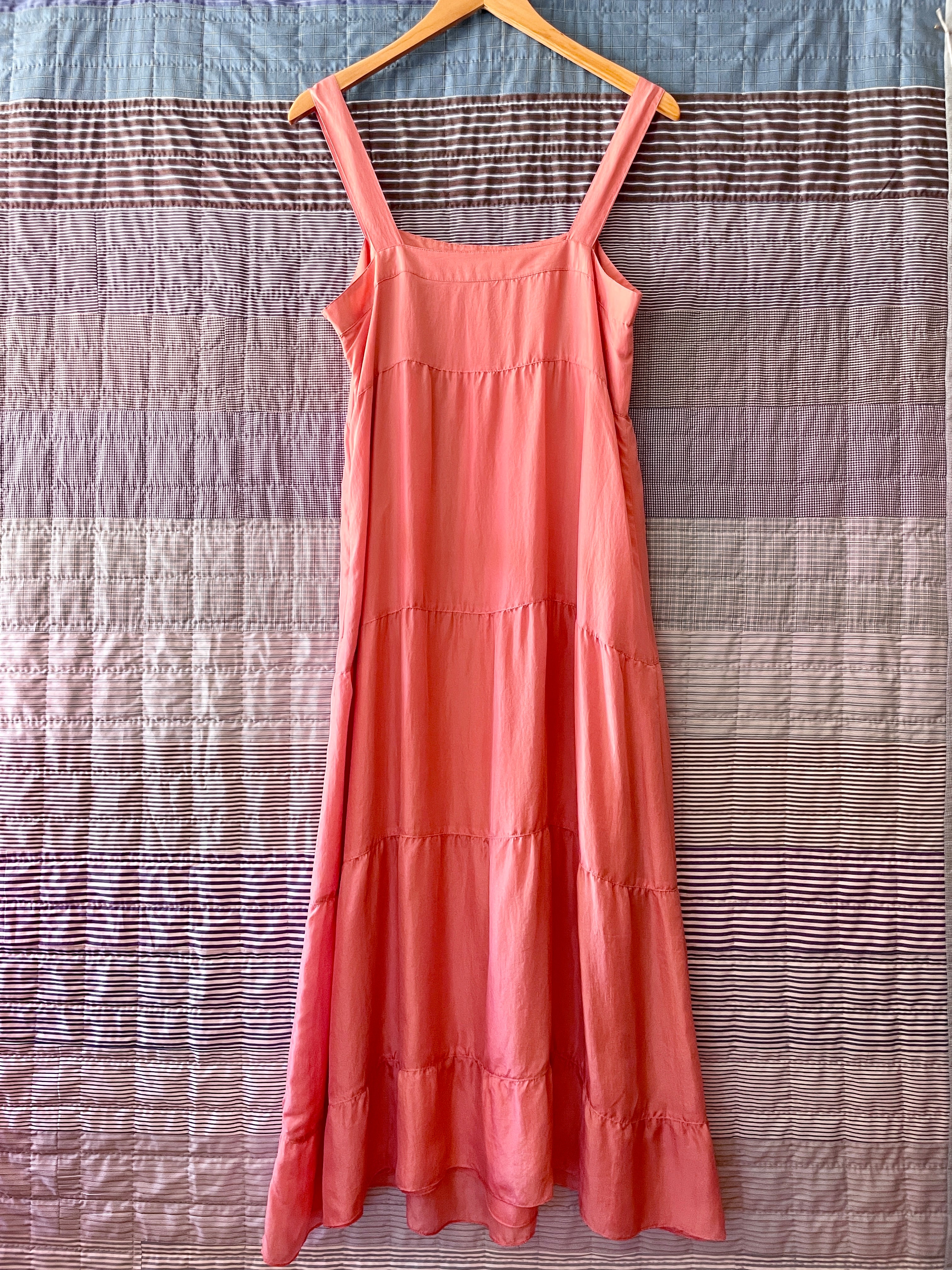 Coral silk tierd maxi dress Coral silk tierd maxi dress