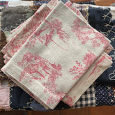 Toile linen napkins, hemmed - abigailheche