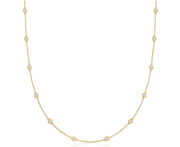 Diamond station chain necklace