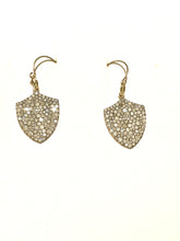 Diamond encrusted shield of faith earrings 18k