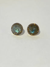 Labradorite diamond post earrings