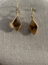 Diamond shaped topaz,18k diamond ear wire - abigailheche