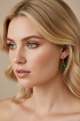 Emerald green Crystal drop earrings