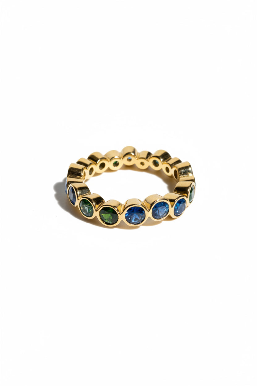 Blue sapphire  eternity 14k ring