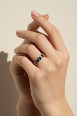 Blue sapphire  eternity 14k ring