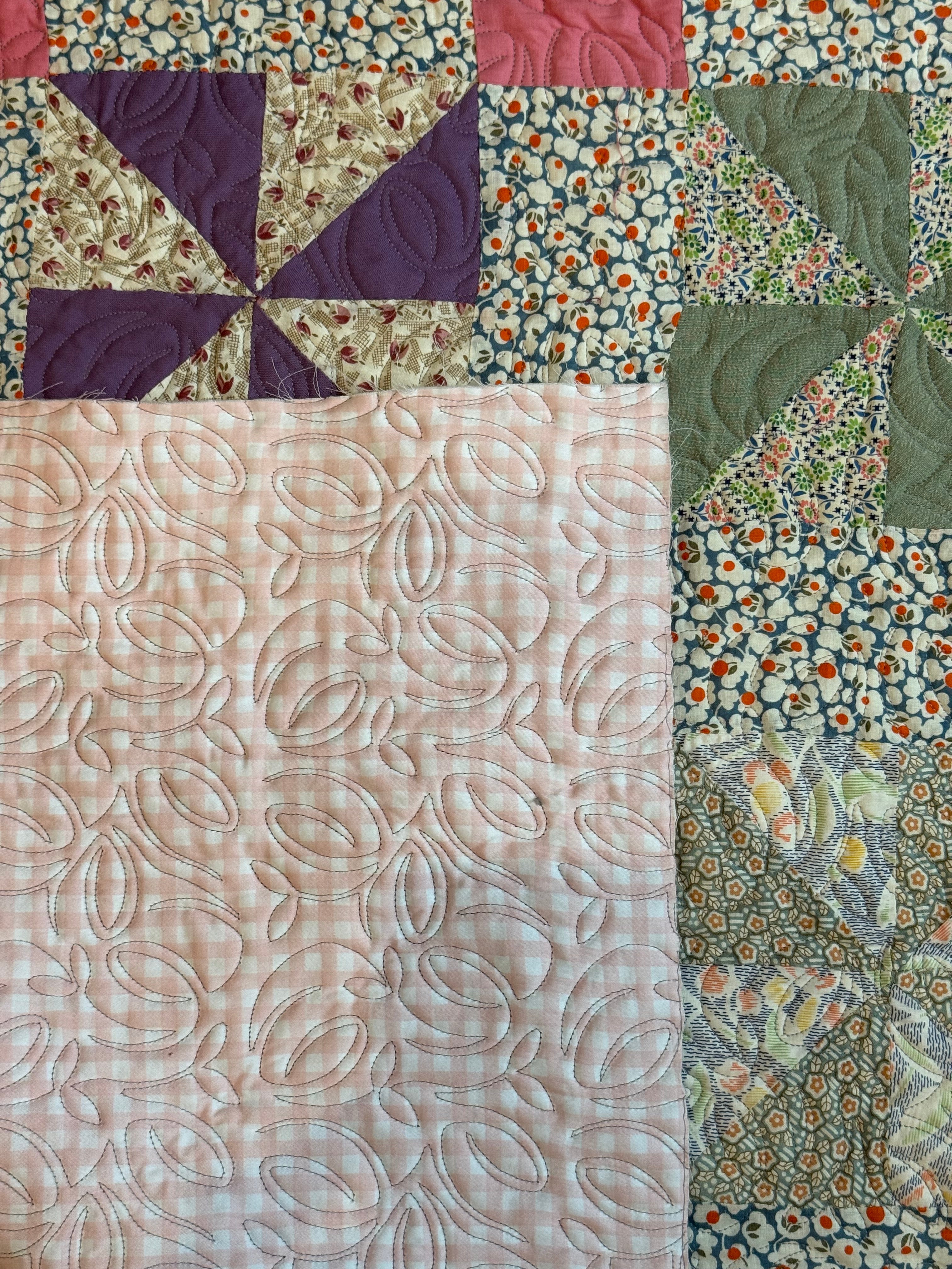 Baby girl Quilt ,pink pinwheels!
