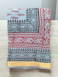 Silk edge Shawl scarf light indigo